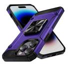 For iPhone 14 Pro Shockproof Metal Holder Phone Case(Purple) - 1