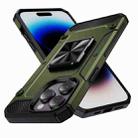 For iPhone 14 Pro Max Shockproof Metal Holder Phone Case(Olive Green) - 1