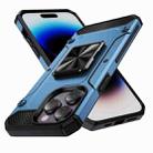 For iPhone 14 Pro Max Shockproof Metal Holder Phone Case(Navy Blue) - 1