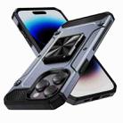 For iPhone 14 Pro Max Shockproof Metal Holder Phone Case(Grey) - 1