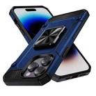 For iPhone 14 Pro Max Shockproof Metal Holder Phone Case(Blue) - 1