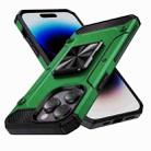 For iPhone 14 Pro Max Shockproof Metal Holder Phone Case(Green) - 1