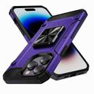 For iPhone 14 Pro Max Shockproof Metal Holder Phone Case(Purple) - 1