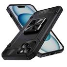 For iPhone 15 Plus Shockproof Metal Holder Phone Case(Black) - 1