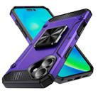 For iPhone 16 Plus Shockproof Metal Holder Phone Case(Purple) - 1