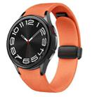 For Samsung Galaxy Watch 6 Magnetic Black Buckle Leather Silicone Watch Band(Orange) - 1