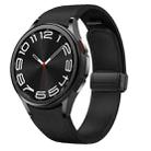 For Samsung Galaxy Watch 6 Magnetic Black Buckle Leather Silicone Watch Band(Black) - 1