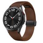 For Samsung Galaxy Watch 6 Magnetic Black Buckle Leather Silicone Watch Band(Dark Brown) - 1