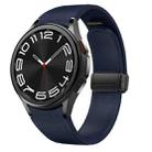 For Samsung Galaxy Watch 6 Magnetic Black Buckle Leather Silicone Watch Band(Midnight Blue) - 1