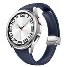 For Samsung Galaxy Watch 6 Slim Magnetic Silver Buckle Leather Silicone Watch Band(Midnight Blue) - 1