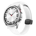 For Samsung Galaxy Watch 6 Slim Magnetic Black Buckle Leather Silicone Watch Band(White) - 1