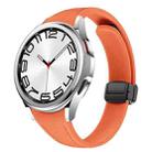 For Samsung Galaxy Watch 6 Slim Magnetic Black Buckle Leather Silicone Watch Band(Orange) - 1