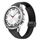 For Samsung Galaxy Watch 6 Slim Magnetic Black Buckle Leather Silicone Watch Band(Black) - 1