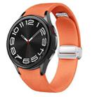 For Samsung Galaxy Watch 6 Magnetic Silver Buckle Leather Silicone Watch Band(Orange) - 1