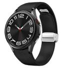 For Samsung Galaxy Watch 6 Magnetic Silver Buckle Leather Silicone Watch Band(Black) - 1