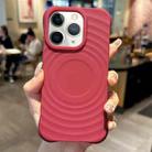 For iPhone 11 Pro MagSafe Magnetic Ring Texture TPU Phone Case(Red) - 1