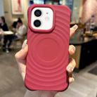 For iPhone 12 MagSafe Magnetic Ring Texture TPU Phone Case(Red) - 1