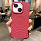 For iPhone 14 MagSafe Magnetic Ring Texture TPU Phone Case(Red) - 1