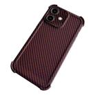 For iPhone 12 Carbon Fiber Four Corners Shockproof TPU Phone Case(Wine Red) - 1