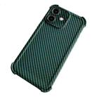 For iPhone 12 Carbon Fiber Four Corners Shockproof TPU Phone Case(Dark Green) - 1