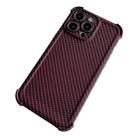 For iPhone 12 Pro Carbon Fiber Four Corners Shockproof TPU Phone Case(Wine Red) - 1