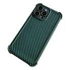 For iPhone 12 Pro Carbon Fiber Four Corners Shockproof TPU Phone Case(Dark Green) - 1