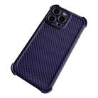For iPhone 12 Pro Carbon Fiber Four Corners Shockproof TPU Phone Case(Purple) - 1