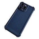 For iPhone 12 Pro Max Carbon Fiber Four Corners Shockproof TPU Phone Case(Dark Blue) - 1