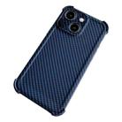 For iPhone 14 Plus Carbon Fiber Four Corners Shockproof TPU Phone Case(Dark Blue) - 1