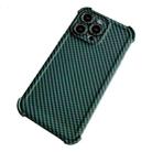 For iPhone 14 Pro Max Carbon Fiber Four Corners Shockproof TPU Phone Case(Dark Green) - 1