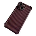 For iPhone 15 Plus Carbon Fiber Four Corners Shockproof TPU Phone Case(Wine Red) - 1