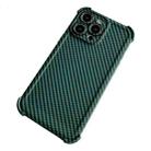 For iPhone 15 Pro Carbon Fiber Four Corners Shockproof TPU Phone Case(Dark Green) - 1
