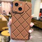 For iPhone 14 Lambskin Texture Matte TPU Phone Case(Brown) - 1