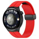 18mm Groove Folding Black Buckle Silicone Watch Band(Red) - 1