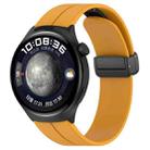 18mm Groove Folding Black Buckle Silicone Watch Band(Yellow) - 1