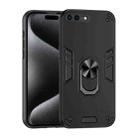 For iPhone 8 Plus / 7 Plus Shockproof Metal Ring Holder Phone Case(Black) - 1