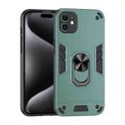 For iPhone 11 Shockproof Metal Ring Holder Phone Case(Green) - 1