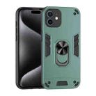 For iPhone 12 Shockproof Metal Ring Holder Phone Case(Green) - 1