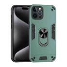 For iPhone 12 Pro Max Shockproof Metal Ring Holder Phone Case(Green) - 1