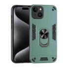 For iPhone 14 Shockproof Metal Ring Holder Phone Case(Green) - 1