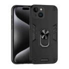 For iPhone 14 Plus Shockproof Metal Ring Holder Phone Case(Black) - 1