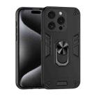 For iPhone 15 Pro Shockproof Metal Ring Holder Phone Case(Black) - 1