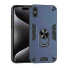 For iPhone XS / X Shockproof Metal Ring Holder Phone Case(Blue) - 1