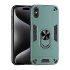 For iPhone XS / X Shockproof Metal Ring Holder Phone Case(Green) - 1