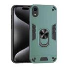 For iPhone XR Shockproof Metal Ring Holder Phone Case(Green) - 1
