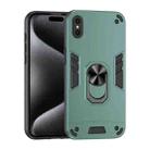 For iPhone XS Max Shockproof Metal Ring Holder Phone Case(Green) - 1