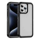 For iPhone 15 Pro Max Guard Life Waterproof Frosted Phone Case(Black+Transparent) - 1
