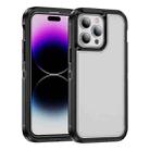 For iPhone 14 Pro Guard Frosted Double Layer Phone Case(Black+Transparent) - 1