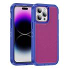 For iPhone 14 Pro Max Guard Frosted Double Layer Phone Case(Blue+Rose Red) - 1