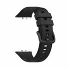 For Samsung Galaxy Fit 3 Solid Color Buckle Silicone Watch Band(Black) - 1